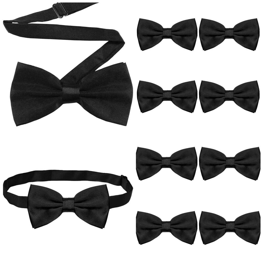 Adjustable Bowtie, Men Bowtiepre-Tied‎ Black Bow Tie for Parties, (Bundle 10pc)